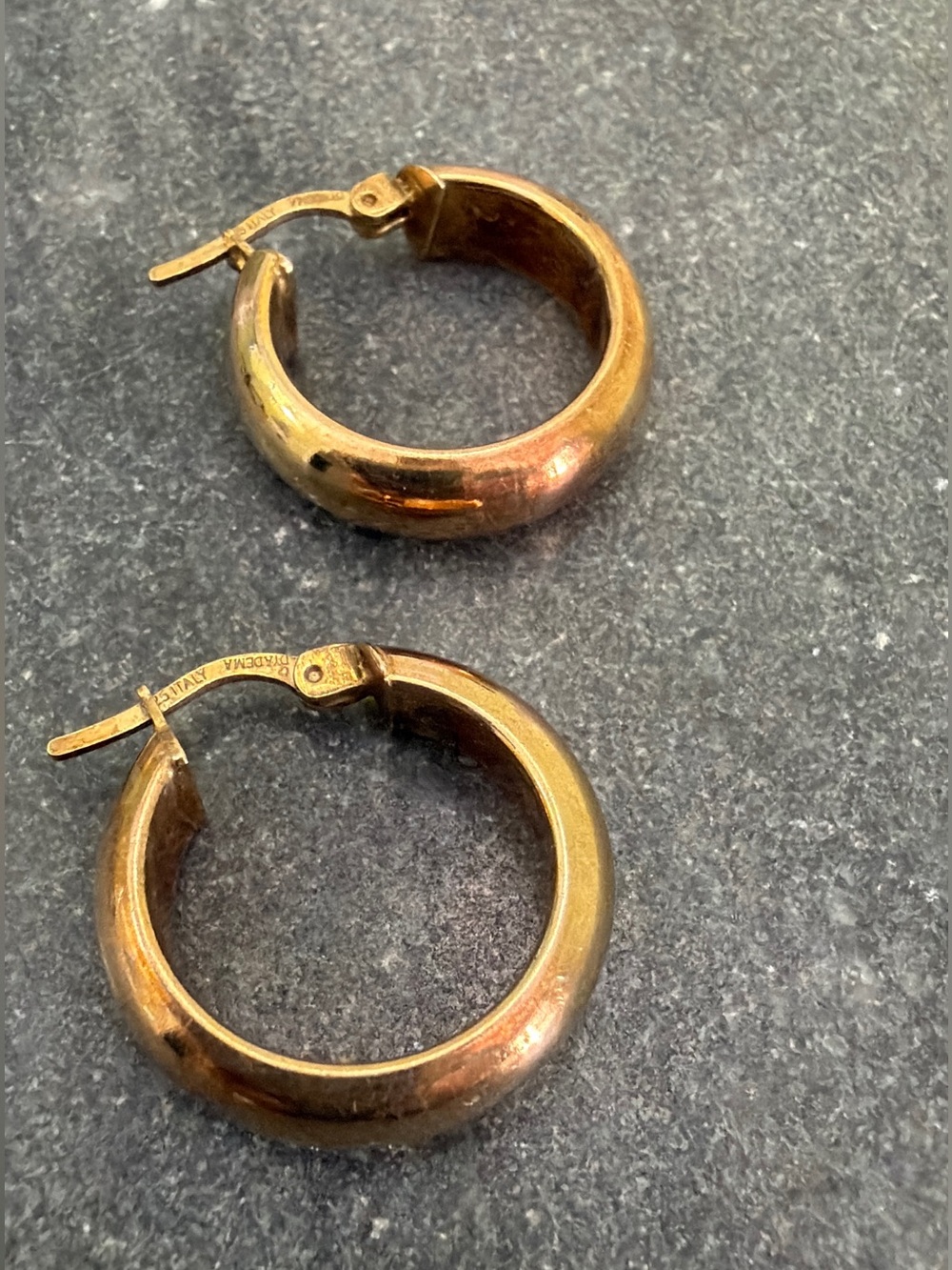 Vintage Gold Sterling 3/4 inch Hoop Earrings - Picture 10 of 11